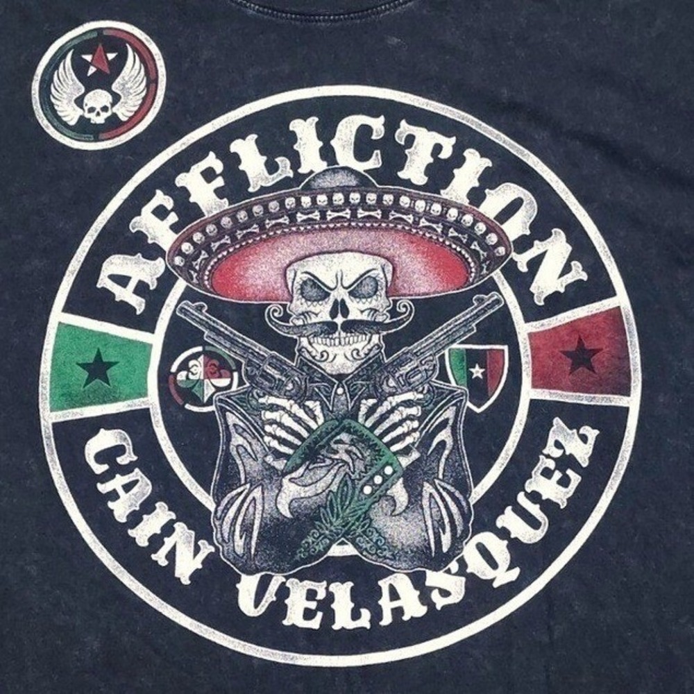 AFFLICTION Cain Velasquez 3XL T-Shirt UFC MMA Double Sided Graphic Made USA Gray